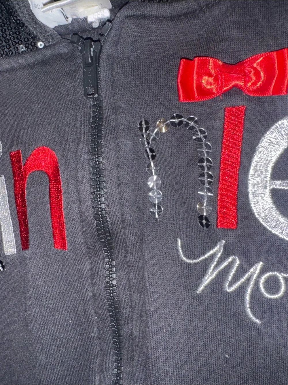 Disney Black Hoodie with Red Bow Minnie Appliqué